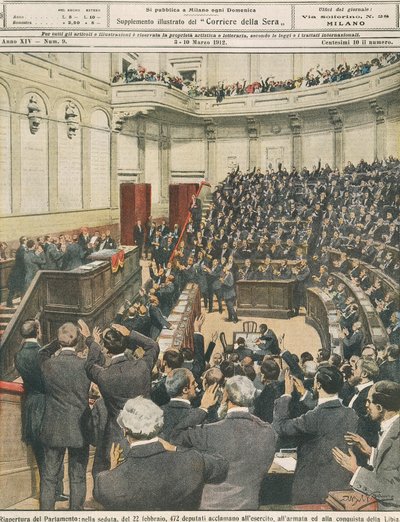 Riapertura del Parlamento Italiano la sera del 22 febbraio, acclamazione dell