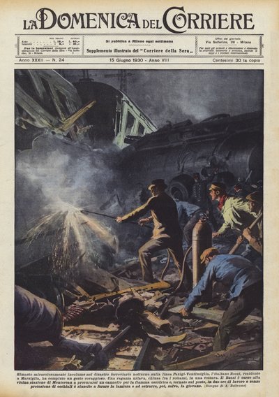 Rimasto miracolosamente incolume nel disastro ferroviario notturno sulla linea Parigi-Ventimiglia da Achille Beltrame