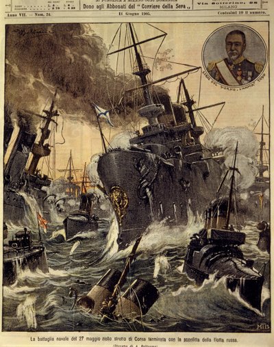 Guerra russo-giapponese (1904-1905), battaglia navale nello stretto di Corea che terminò con la sconfitta della Marina russa, 11 giugno da Achille Beltrame