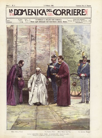 SS Leone XIII nei giardini vaticani da Achille Beltrame
