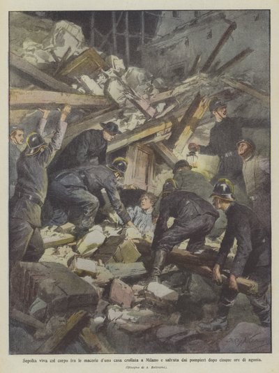 Sepolta viva fra le macerie di una casa crollata a Milano, salvata dai pompieri da Achille Beltrame
