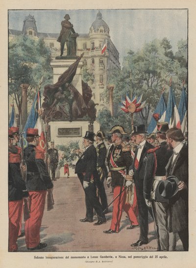Solenne inaugurazione del monumento a Leone Gambetta, a Nizza, nel pomeriggio del 25 aprile da Achille Beltrame