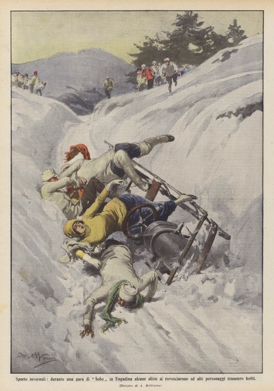 Gara di bobs in Engadina, alcune slitte si rovesciano da Achille Beltrame