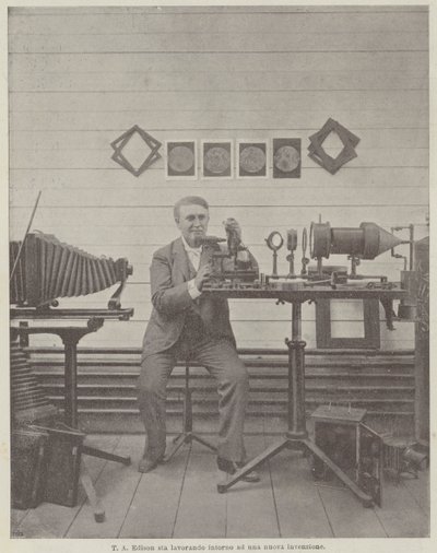 T. A. Edison sta lavorando intorno ad una nuova invenzione da Achille Beltrame