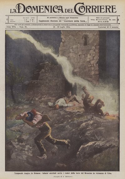 Temporale tragico in Brianza, fulmini micidiali sovra i ruderi della torre del Broncino in vicinanza di Erba da Achille Beltrame