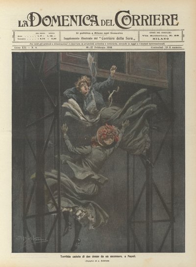 Terribile caduta di due donne da un ascensore, a Napoli da Achille Beltrame