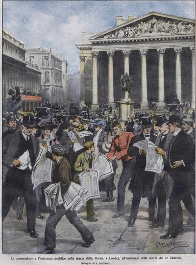 Il giorno dopo la morte di Re Edoardo VII. Illustrazione di Achille Beltrame. Maggio 1910 da Achille Beltrame