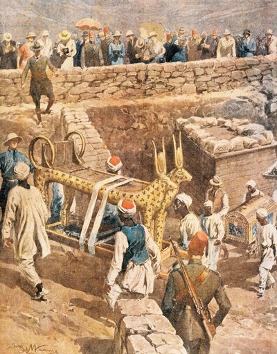 La scoperta della tomba di Tutankhamon di Achille Beltrame, illustrazione da Achille Beltrame