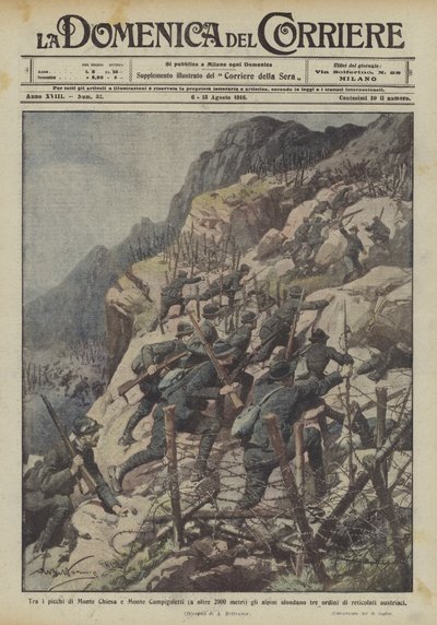 Tra i picchi di Monte Chiesa e Monte Campigoletti (a oltre 2000 metri) gli alpini sfondano tre da Achille Beltrame