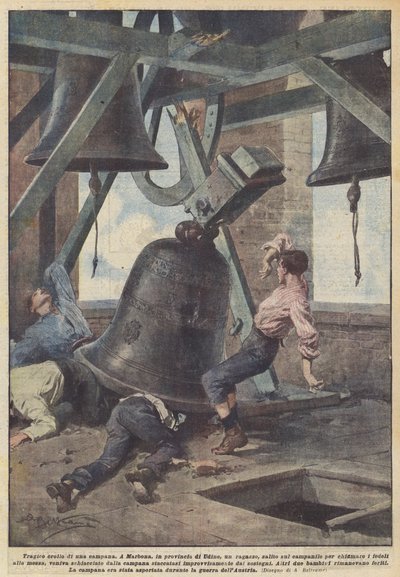 Tragico crollo di una campana da Achille Beltrame