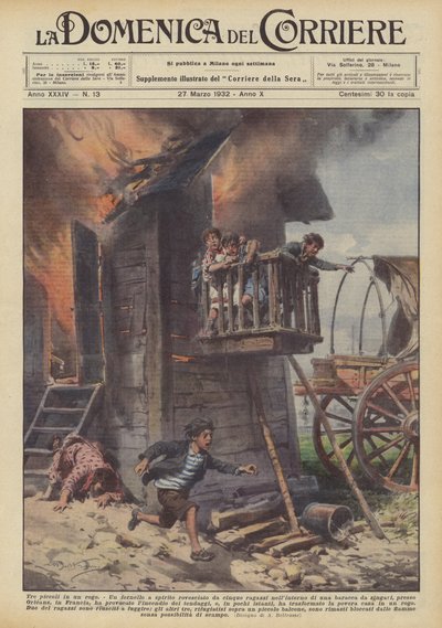 Tre piccoli in un rogo da Achille Beltrame