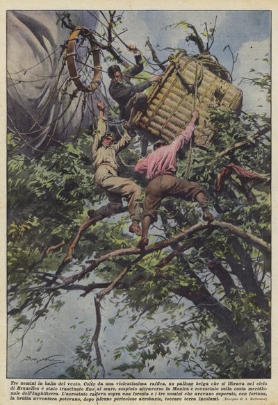 Tre uomini in balia del vento da Achille Beltrame