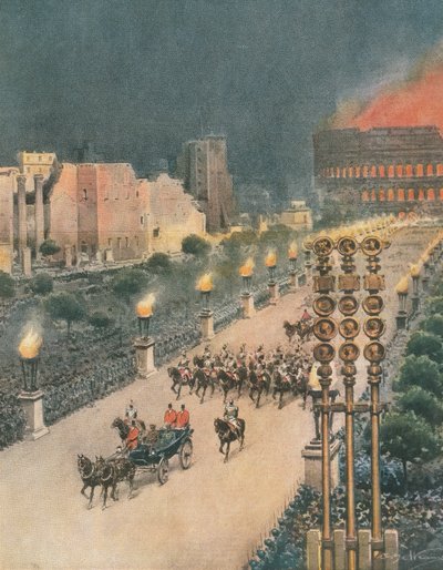 Ingresso trionfale di Adolf Hitler a Roma, illustrazione da 