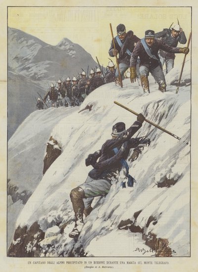 Un capitano degli alpini precipitato in un burrone durante una marcia sul Monte Telegrafo da Achille Beltrame