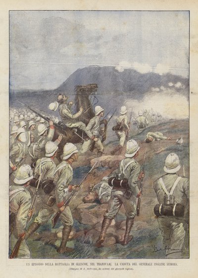 Un episodio della battaglia di Glencoe, nel Transvaal la caduta del generale inglese Symons da Achille Beltrame