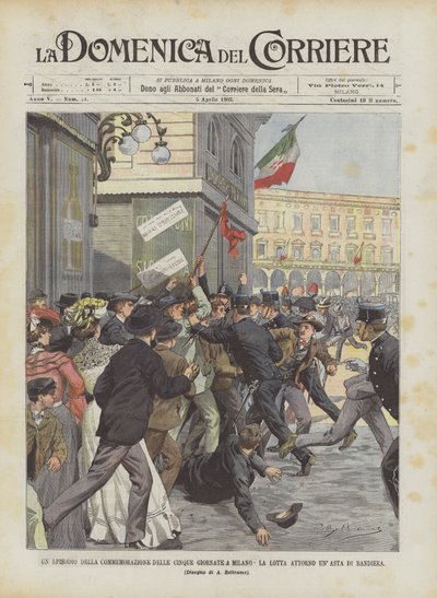 Un episodio della commemorazione delle Cinque Giornate a Milano, la lotta attorno un