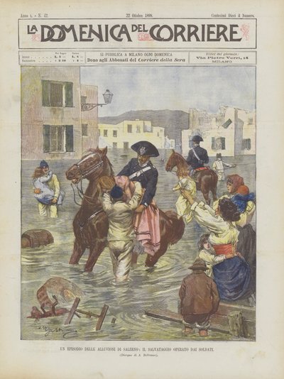Un episodio delle alluvioni di Salerno, il salvataggio operato dai soldati da Achille Beltrame