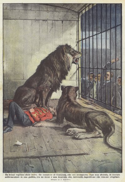 Un beone vegliato dalle belve da Achille Beltrame