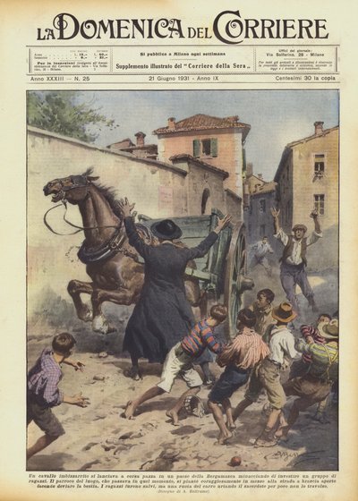 Un cavallo imbizzarrito si lanciava a corsa pazza in un paese della Bergamasca minacciando da Achille Beltrame