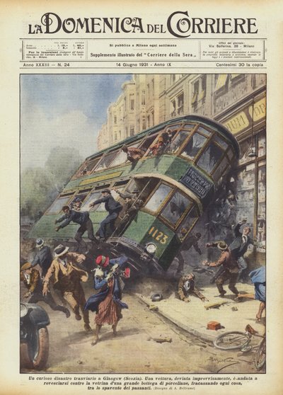 Un curioso disastro tranviario a Glasgow (Scozia) da Achille Beltrame