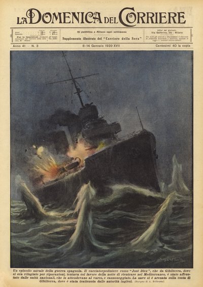 Un episodio navale della guerra spagnola da Achille Beltrame
