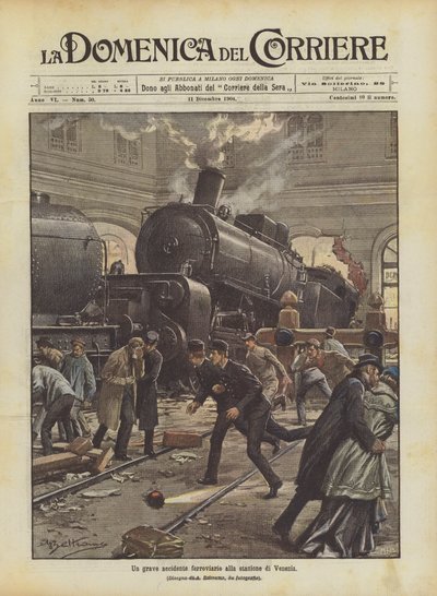 Un grave incidente ferroviario alla stazione di Venezia da Achille Beltrame