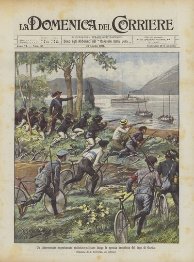 Un interessante esperimento ciclistico-militare lungo la sponda bresciana del lago di Garda da Achille Beltrame