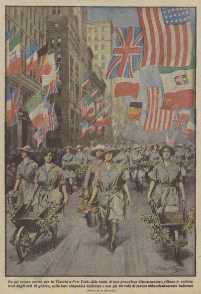 Un pittoresco corteo per la Vittoria a New York da Achille Beltrame