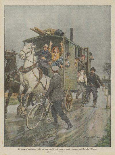 Un ragazzo undicenne rapito da una comitiva di zingari, presso Cernusco sul Naviglio (Milano) da Achille Beltrame