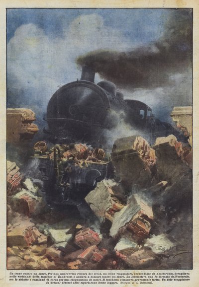 Un treno contro un muro da Achille Beltrame