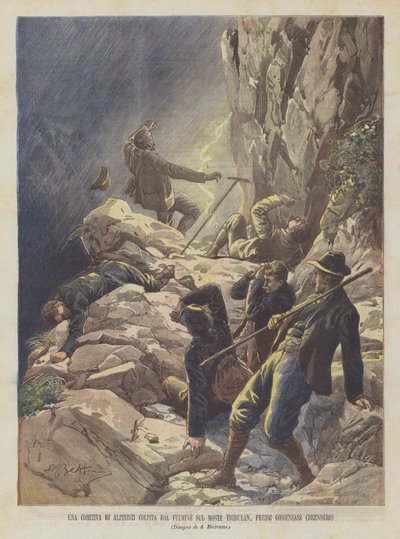 Una comitiva di alpinisti colpita dal fulmine sul Monte Tribulan, presso Gossensass (Brennero) da Achille Beltrame