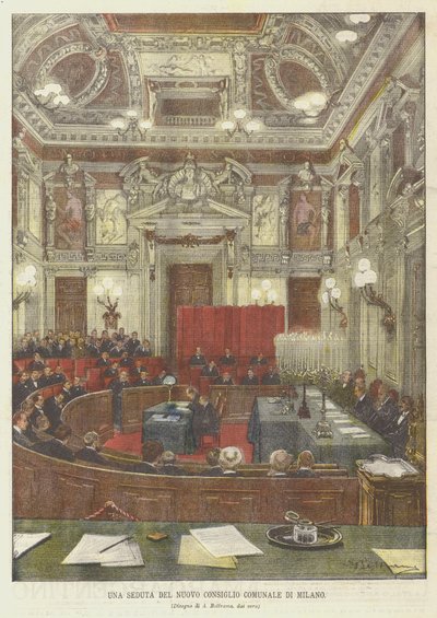 Una seduta del nuovo consiglio comunale di Milano da Achille Beltrame