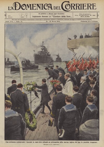 Funerale in mare dove affondò un sottomarino della marina inglese da Achille Beltrame