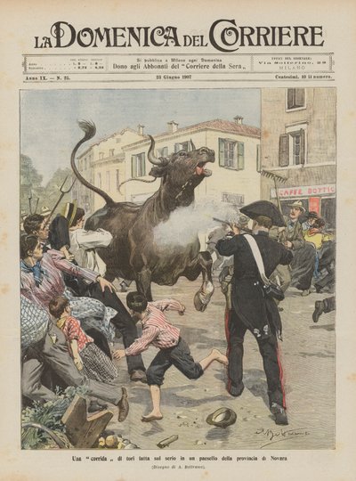 Una corrida di tori fatta sul serio in un paesello della provincia di Novara da Achille Beltrame
