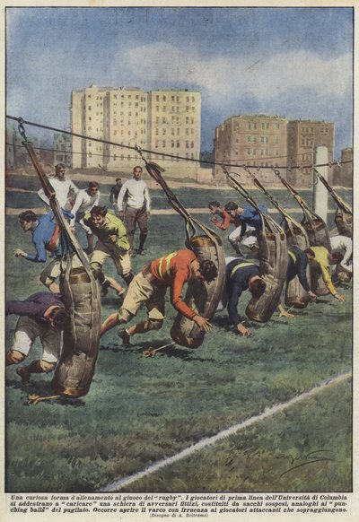 Una curiosa forma di allenamento al gioco del rugby da Achille Beltrame