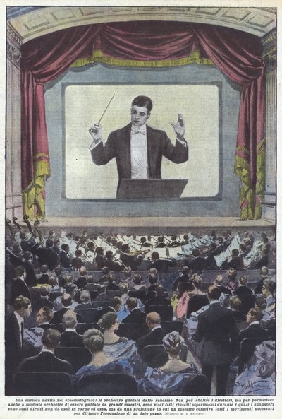 Una curiosa novità nel cinematografo, le orchestre guidate dallo schermo da Achille Beltrame