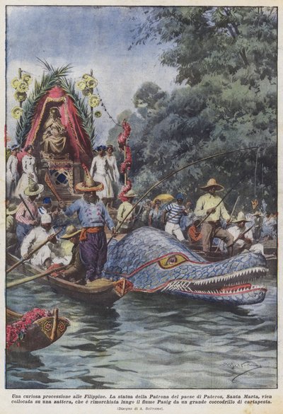 Una curiosa processione nelle Filippine da Achille Beltrame