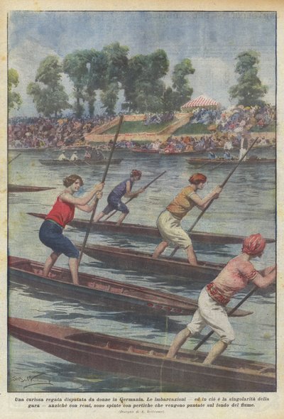 Una curiosa regata disputata da donne in Germania da Achille Beltrame