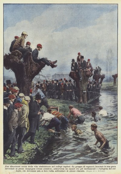 Una divertente scena della vita studentesca nei collegi inglesi da Achille Beltrame