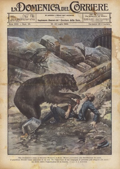 Una drammatica scena al Giardino Zoologico di Roma da Achille Beltrame