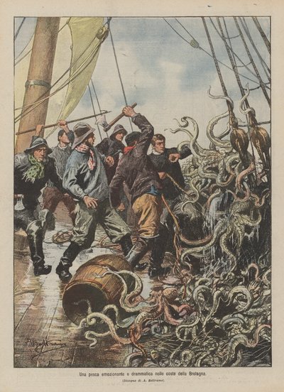 Una pesca emozionante e drammatica nelle coste della Bretagna da Achille Beltrame