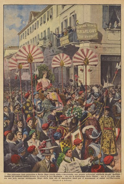 Una pittoresca festa goliardica a Pavia da Achille Beltrame
