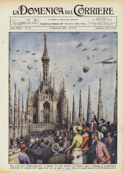 Una scena del bombardamento di Milano da Achille Beltrame