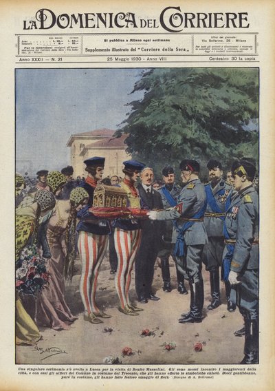 Una singolare cerimonia si è svolta a Lucca per la visita di Benito Mussolini da Achille Beltrame