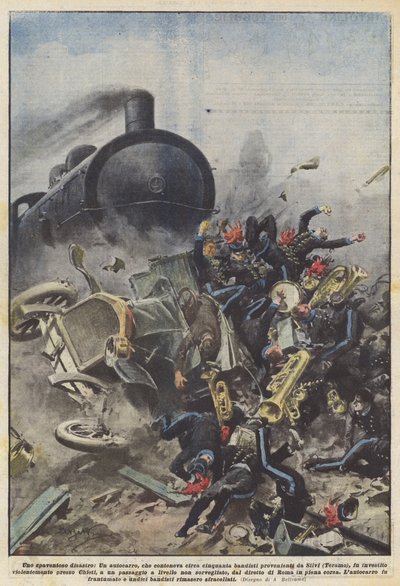 Uno spaventoso disastro, un autocarro che conteneva circa cinquanta bandisti provenienti da Silvi da Achille Beltrame