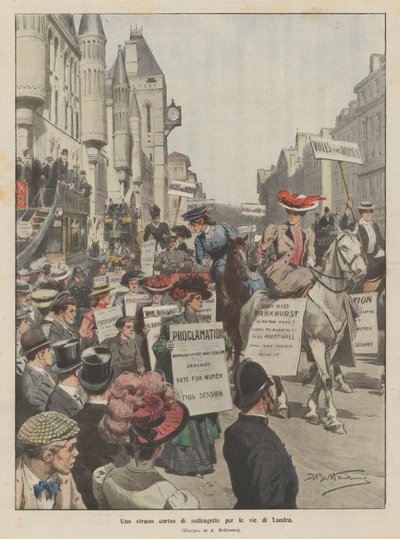 Uno strano corteo di suffragette per le vie di Londra da Achille Beltrame