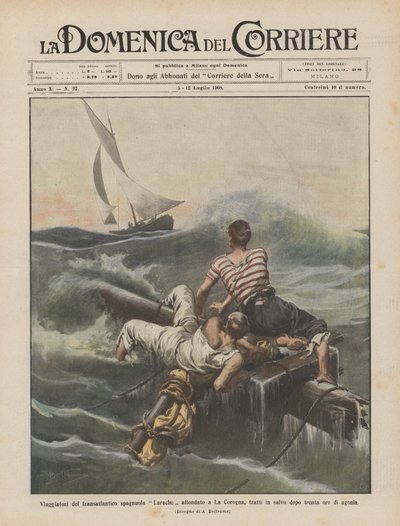 Viaggiatori del transatlantico spagnolo Larache affondato a La Corogna, tratti in salvo dopo trenta ore di agonia da Achille Beltrame