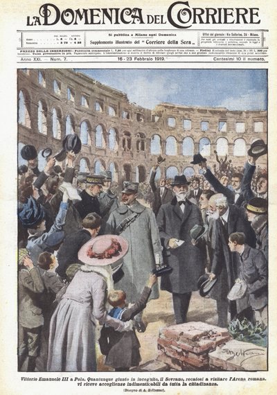 Vittorio Emanuele III a Pola da Achille Beltrame