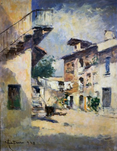 Interno di cortile rustico, di Achille Cattaneo (1872-1931) da Achille Cattaneo