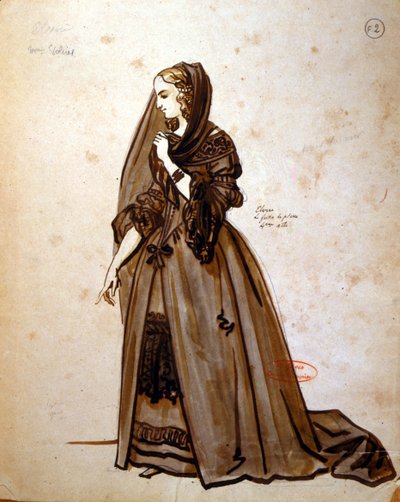 Costume per il ruolo di Dona Elvire in una produzione del 1847 di 